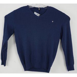 New Fifty Four 54 Arius Men's XL Blue Knit Light Weight Ribbed V-Neck Sweater